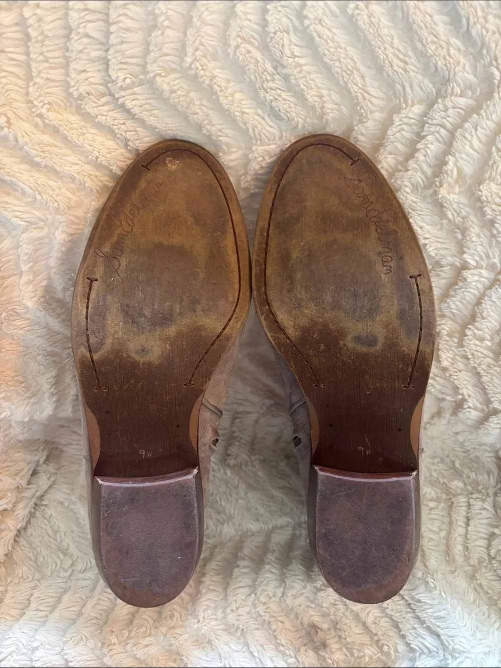 Sam Edelman Suede Ankle Booties in Taupe (Size 9W)